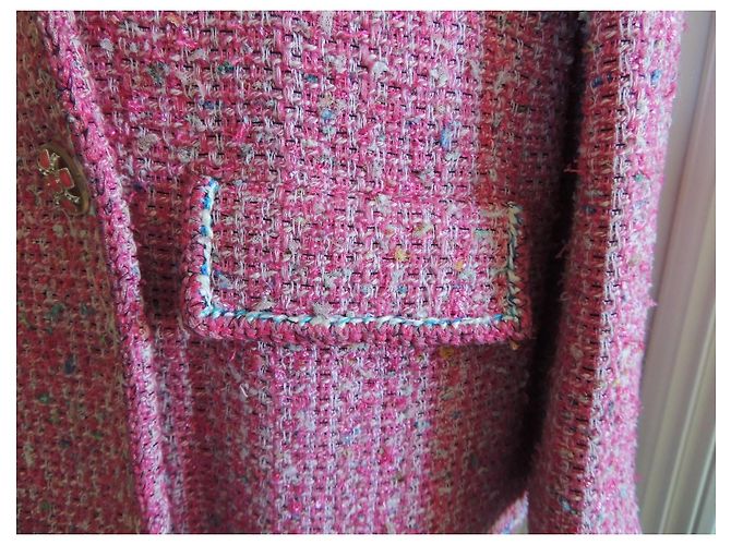 Chanel Chaqueta de Tweed Cruzada Desfile Primavera-Verano 2019 Fuchsia Rosa - vista 7