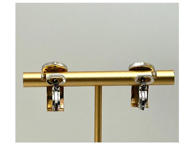 Autre Marque Tri-Color 18k Gold and Diamond Clip-on Earrings Silvery Pink White Golden - view 6