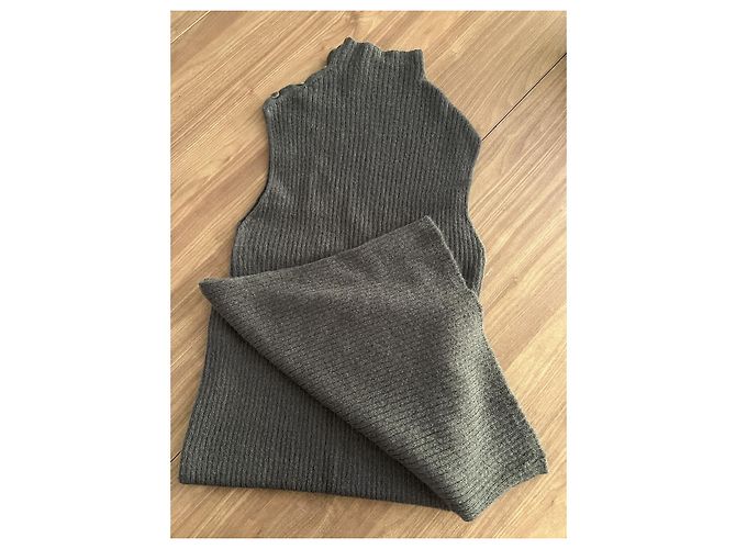 Balenciaga Vestido Largo de Punto Gris - vista 3