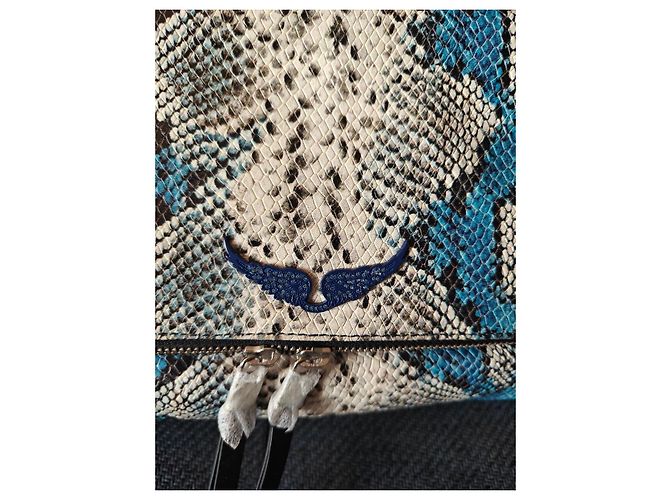 Zadig & Voltaire Mala Rock Couro de Píton Azul e Branco Multicor - vista 2