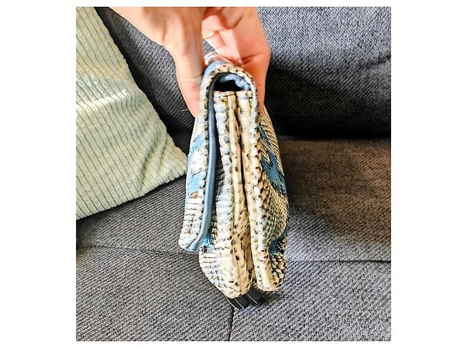 Zadig & Voltaire Mala Rock Couro de Píton Azul e Branco Multicor - vista 3