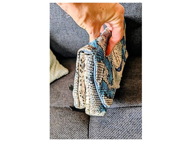 Zadig & Voltaire Mala Rock Couro de Píton Azul e Branco Multicor - vista 5