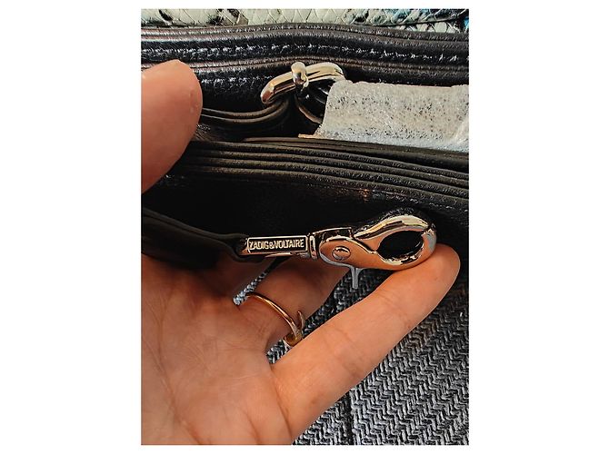 Zadig & Voltaire Mala Rock Couro de Píton Azul e Branco Multicor - vista 8