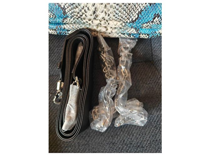 Zadig & Voltaire Mala Rock Couro de Píton Azul e Branco Multicor - vista 9
