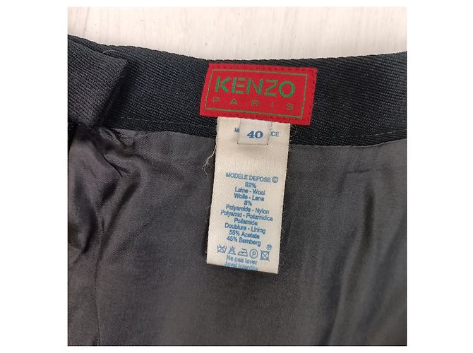 Saia curta Kenzo Paris preta com bordados florais Preto Multicor - vista 3