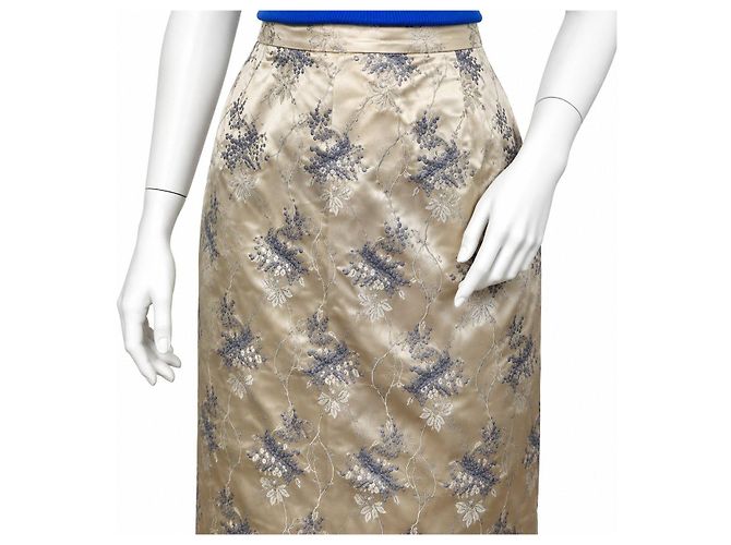 Prada Seidenrock mit Blumenmuster Blau Beige - Ansicht 2