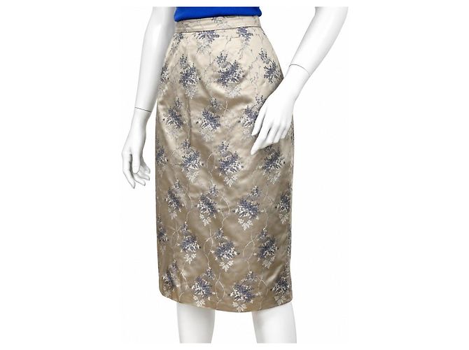 Prada Seidenrock mit Blumenmuster Blau Beige - Ansicht 3