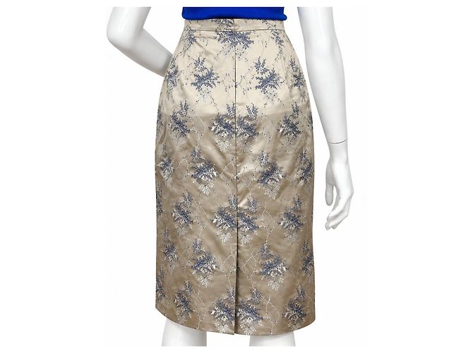 Prada Seidenrock mit Blumenmuster Blau Beige - Ansicht 4