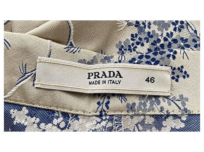 Prada Seidenrock mit Blumenmuster Blau Beige - Ansicht 6
