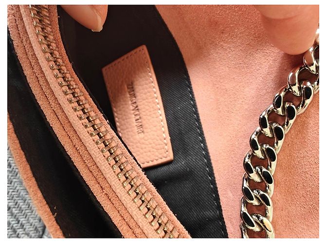 Zadig & Voltaire Borsa a tracolla Nano Rock camoscio rosa pallido - vista 6