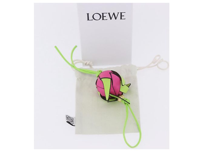 LOEWE Dragon Fruit Charm Leather Pink Gold Auth 204060M Rosa D'oro - vista 12