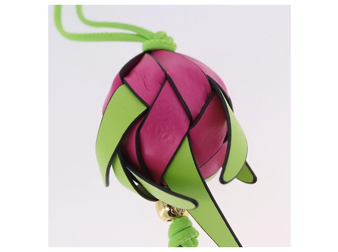 LOEWE Dragon Fruit Charm Leather Pink Gold Auth 204060M Rosa D'oro - vista 3