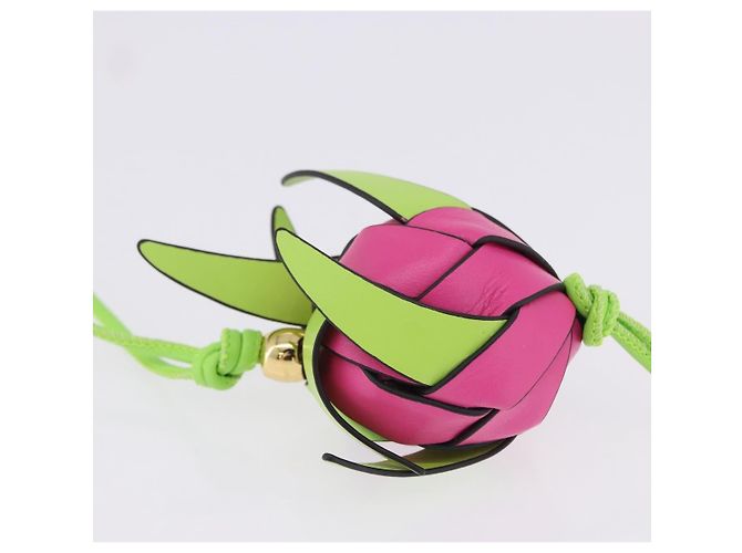 LOEWE Dragon Fruit Charm Leather Pink Gold Auth 204060M Rosa D'oro - vista 5