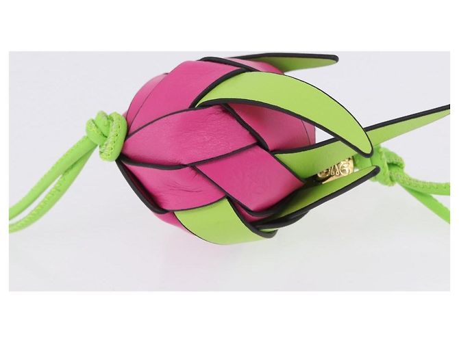 LOEWE Dragon Fruit Charm Leather Pink Gold Auth 204060M Rosa D'oro - vista 6