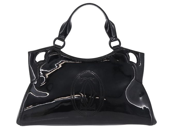 Borsa CARTIER Pelle verniciata Nero Argento Auth ki6838A - vista 13