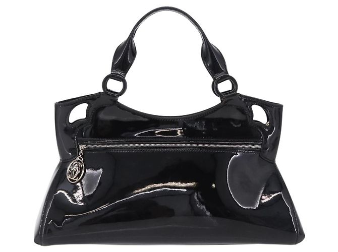 Borsa CARTIER Pelle verniciata Nero Argento Auth ki6838A - vista 2