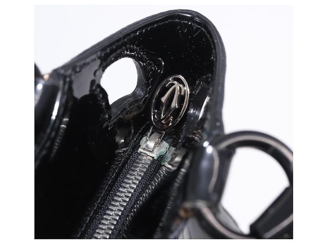 Borsa CARTIER Pelle verniciata Nero Argento Auth ki6838A - vista 22