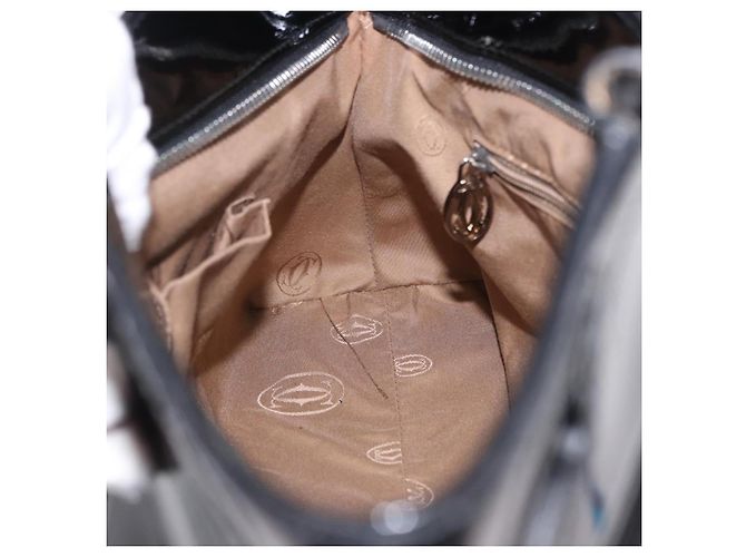 Borsa CARTIER Pelle verniciata Nero Argento Auth ki6838A - vista 25