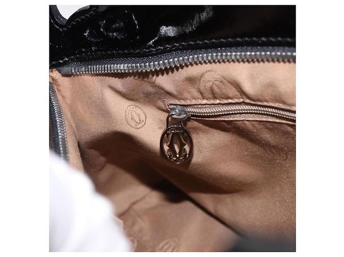 Borsa CARTIER Pelle verniciata Nero Argento Auth ki6838A - vista 26