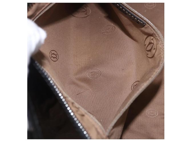Borsa CARTIER Pelle verniciata Nero Argento Auth ki6838A - vista 27