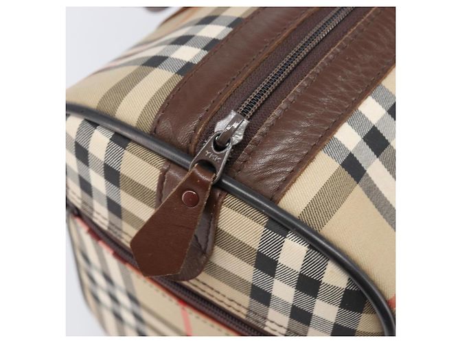 Borsa Boston Burberrys Nova Check Canvas Beige Gold Auth 203894V D'oro - vista 10