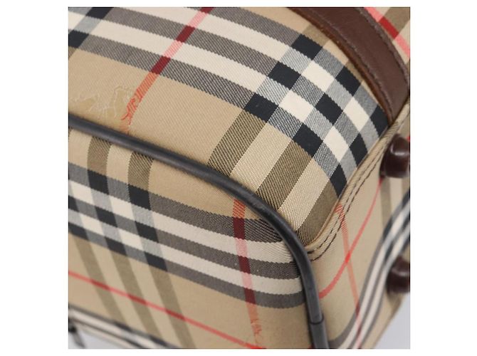 Borsa Boston Burberrys Nova Check Canvas Beige Gold Auth 203894V D'oro - vista 14
