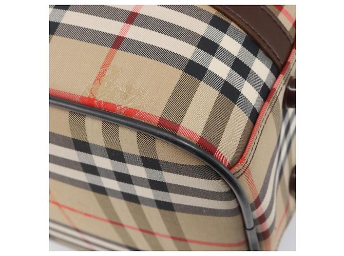 Borsa Boston Burberrys Nova Check Canvas Beige Gold Auth 203894V D'oro - vista 16
