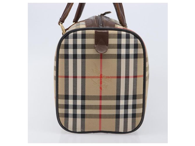 Borsa Boston Burberrys Nova Check Canvas Beige Gold Auth 203894V D'oro - vista 4