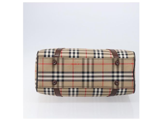 Borsa Boston Burberrys Nova Check Canvas Beige Gold Auth 203894V D'oro - vista 5