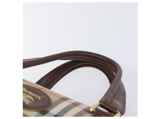 Borsa Boston Burberrys Nova Check Canvas Beige Gold Auth 203894V D'oro - vista 8