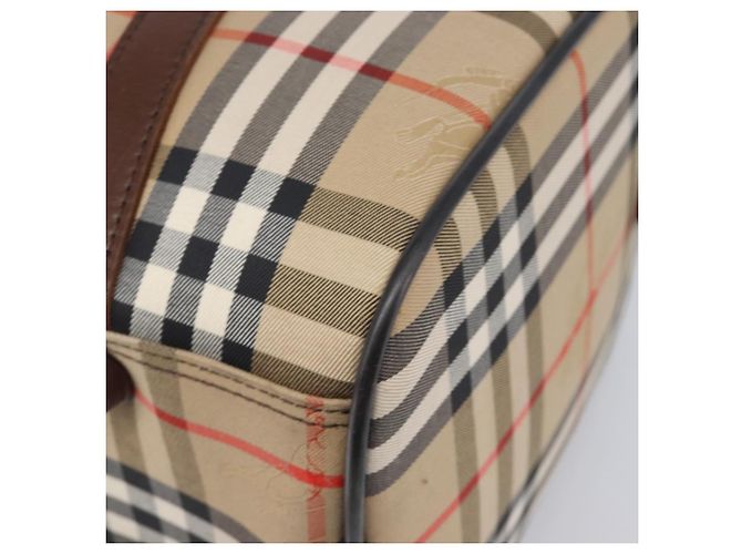 Borsa Boston Burberrys Nova Check Canvas Beige Gold Auth 203894V D'oro - vista 9