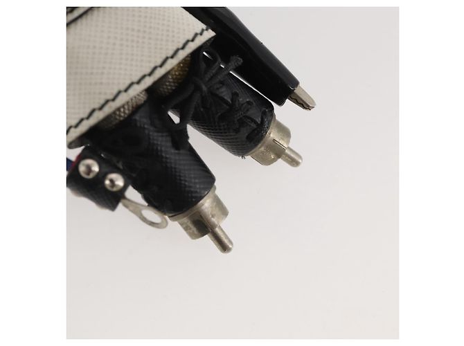 Llavero Robot PRADA en piel Saffiano White LV Auth 204840M Blanco - vista 6