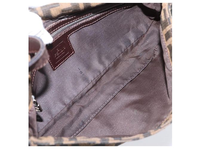 Bolso de hombro FENDI Zucca Canvas Mamma Baguette Negro Marrón Auth 203887V Castaño - vista 10