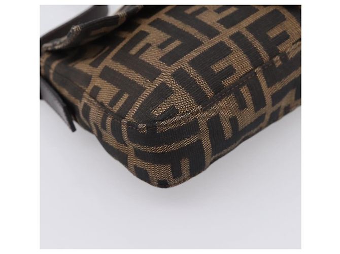 Bolso de hombro FENDI Zucca Canvas Mamma Baguette Negro Marrón Auth 203887V Castaño - vista 15