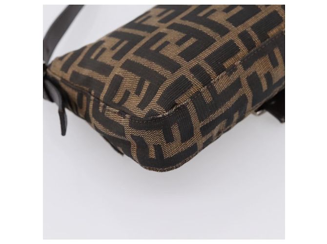 Bolso de hombro FENDI Zucca Canvas Mamma Baguette Negro Marrón Auth 203887V Castaño - vista 17