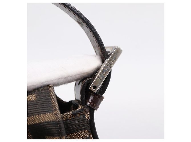 Bolso de hombro FENDI Zucca Canvas Mamma Baguette Negro Marrón Auth 203887V Castaño - vista 18