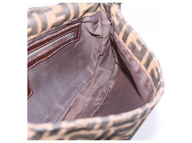 Bolso de hombro FENDI Zucca Canvas Mamma Baguette Negro Marrón Auth 203887V Castaño - vista 21