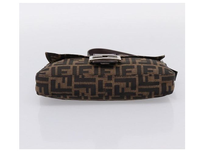 Bolso de hombro FENDI Zucca Canvas Mamma Baguette Negro Marrón Auth 203887V Castaño - vista 5
