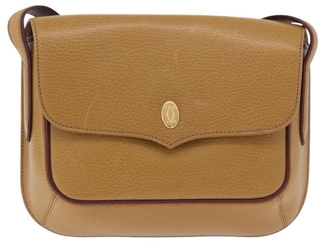 Bolso de hombro CARTIER Must Line de cuero beige y oro Auth 205170A Dorado - vista 13
