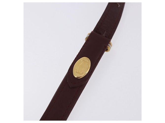 Bolso de hombro CARTIER Must Line de cuero beige y oro Auth 205170A Dorado - vista 16