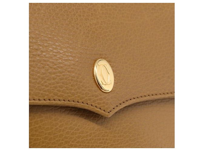 Bolso de hombro CARTIER Must Line de cuero beige y oro Auth 205170A Dorado - vista 21
