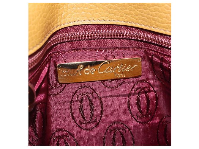 Bolso de hombro CARTIER Must Line de cuero beige y oro Auth 205170A Dorado - vista 24
