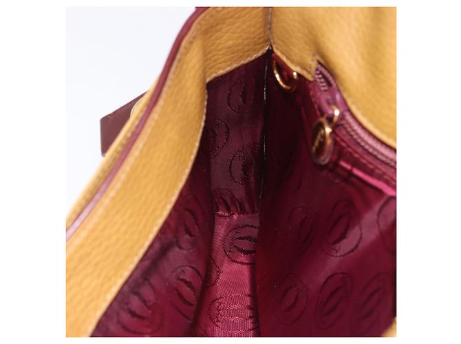 Bolso de hombro CARTIER Must Line de cuero beige y oro Auth 205170A Dorado - vista 26