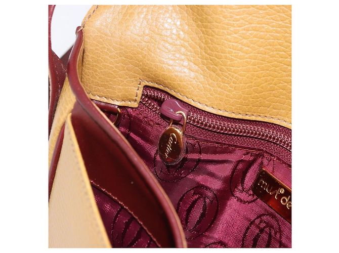 Bolso de hombro CARTIER Must Line de cuero beige y oro Auth 205170A Dorado - vista 27