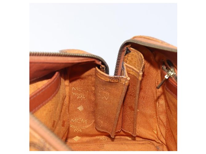 Borsa Boston MCM Logogram Vicetos PVC Pelle Marrone Oro Auth 204073 D'oro - vista 20