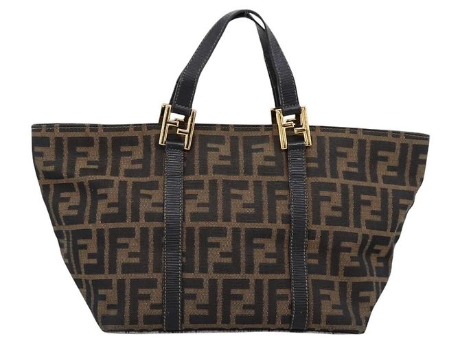 Borsa a mano FENDI Zucca Canvas Marrone Tono Oro Auth 205803 - vista 13