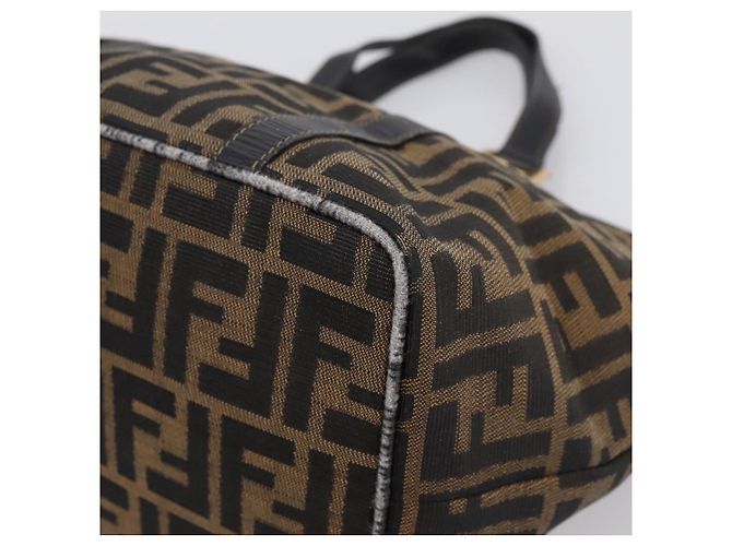 Borsa a mano FENDI Zucca Canvas Marrone Tono Oro Auth 205803 - vista 14