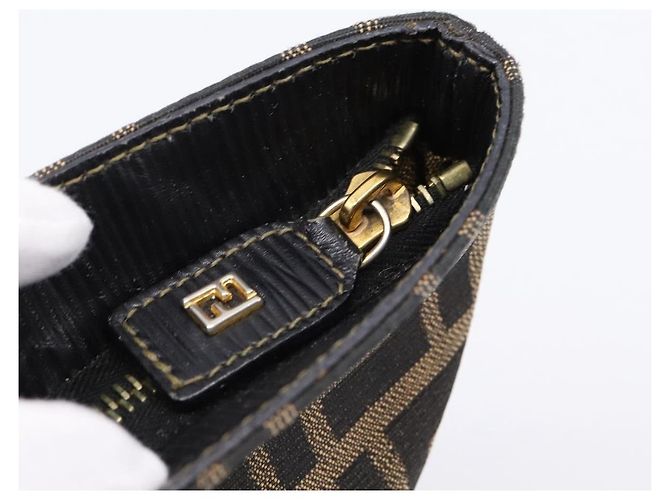 Borsa a mano FENDI Zucca Canvas Marrone Tono Oro Auth 205803 - vista 17