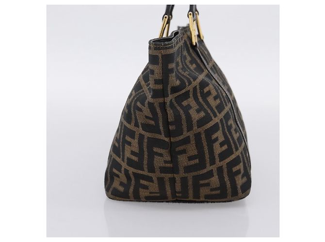 Borsa a mano FENDI Zucca Canvas Marrone Tono Oro Auth 205803 - vista 3