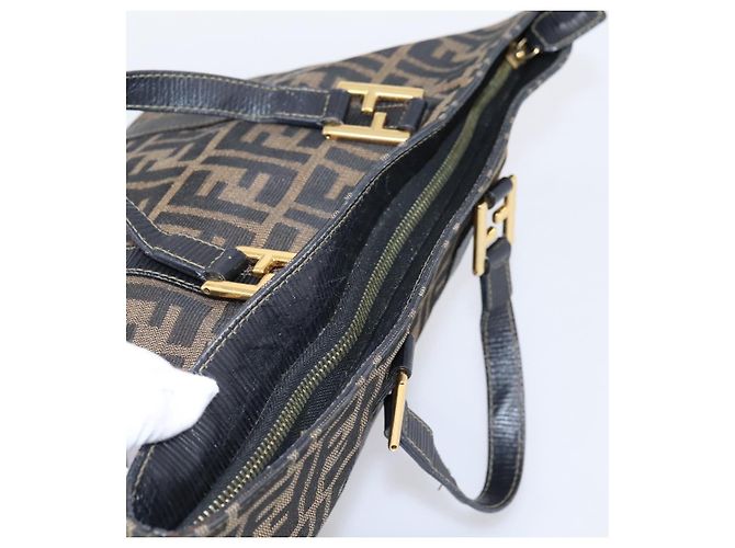 Borsa a mano FENDI Zucca Canvas Marrone Tono Oro Auth 205803 - vista 6